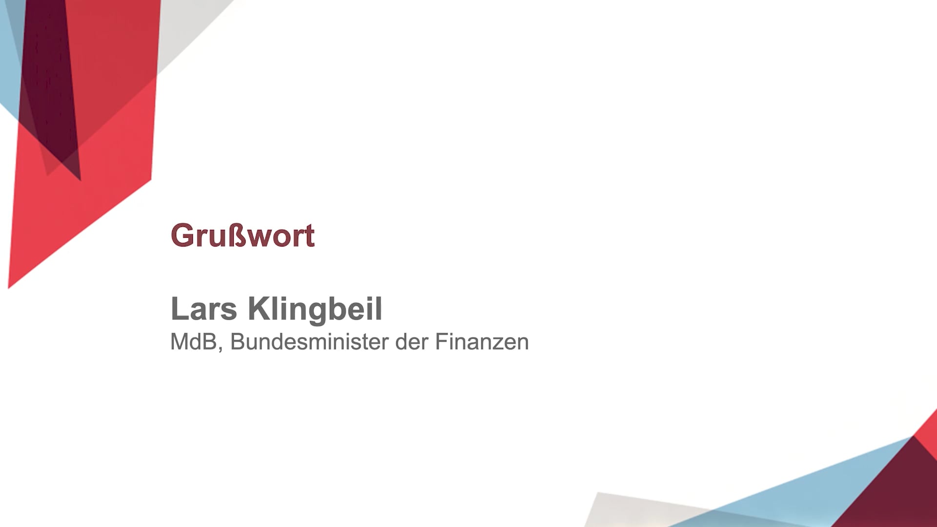Grußwort von Lars Klingbeil MdB, Bundesminister der Finanzen